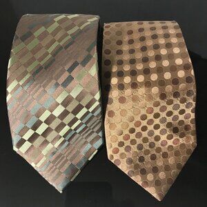 Joseph Abboud Silk Tie Lot Silk Optical Art Luxury Couture Office Formal Brown